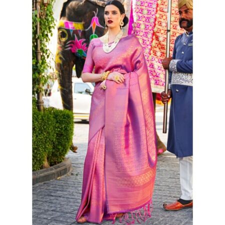 Isduniya wine purple handloom weave kanjivaram silk saree